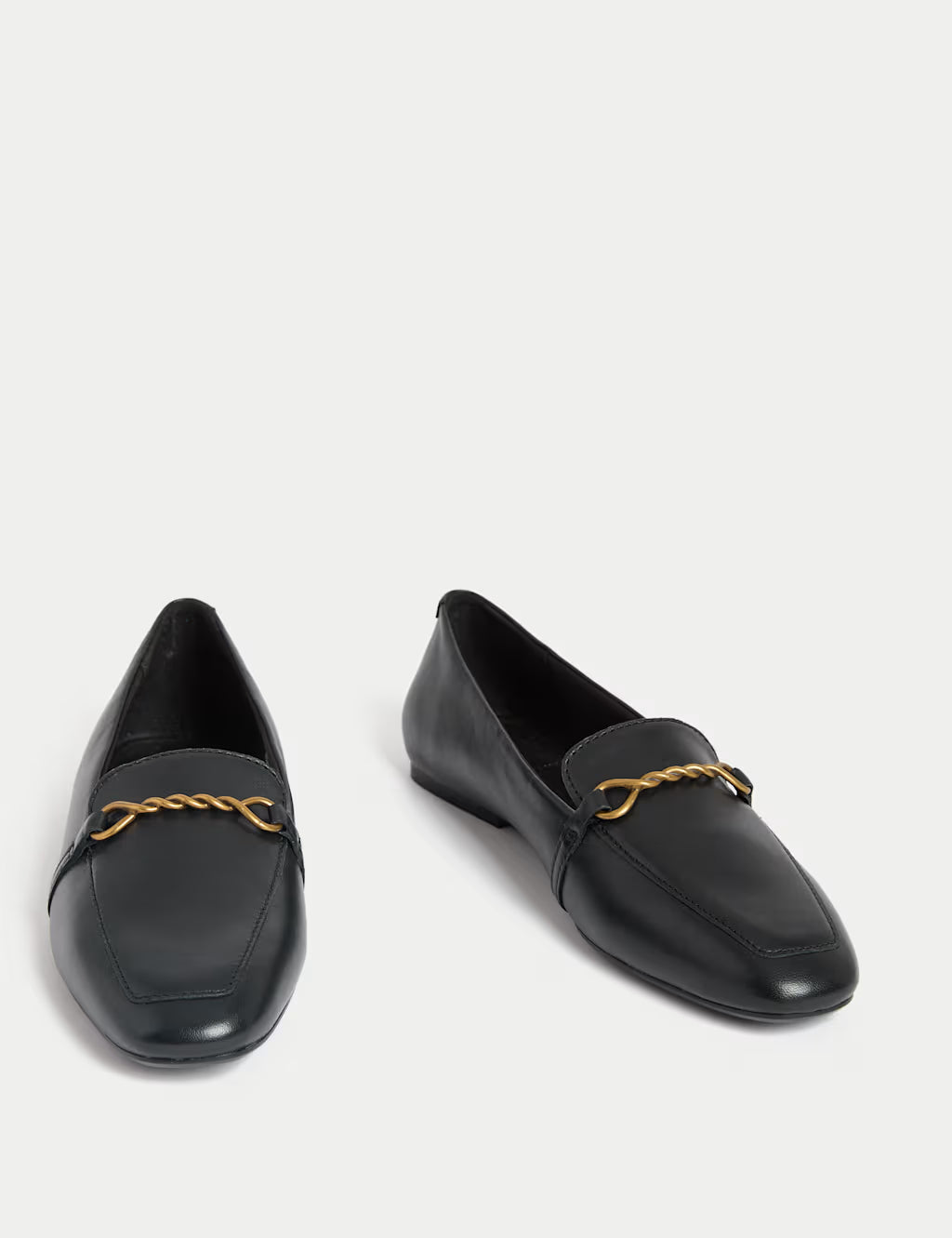 Suede Chain Trim Loafers